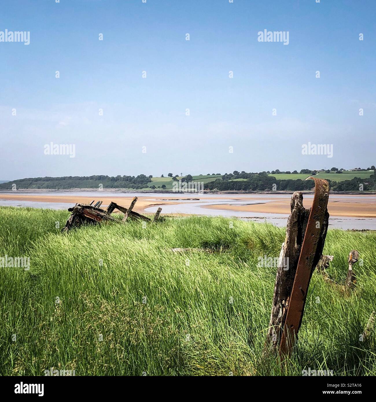 Barge graveyard on the banks of the river Severn - Smartphone Captured Stock Image