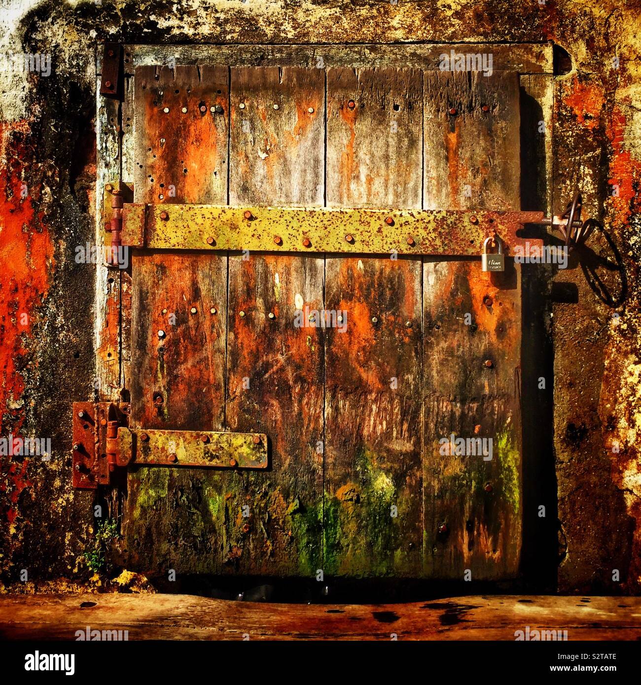Door in a factory building, Kuching, Sarawak, Malaysia - Smartphone Captured Stock Image