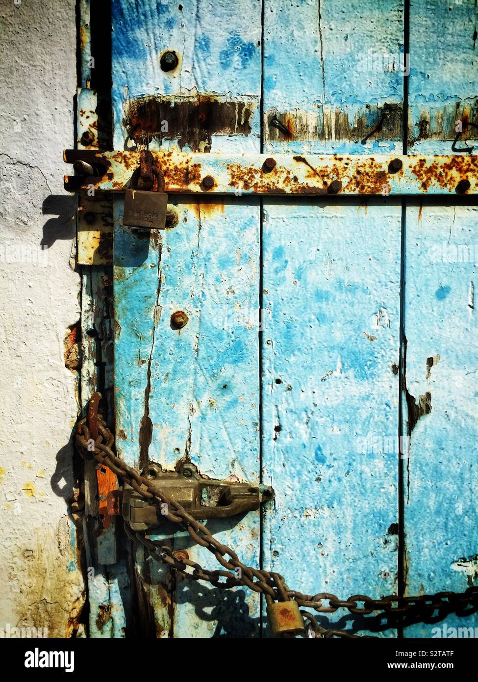 Detail of a door in a factory building, Kuching, Sarawak, Malaysia - Smartphone Captured Stock Image