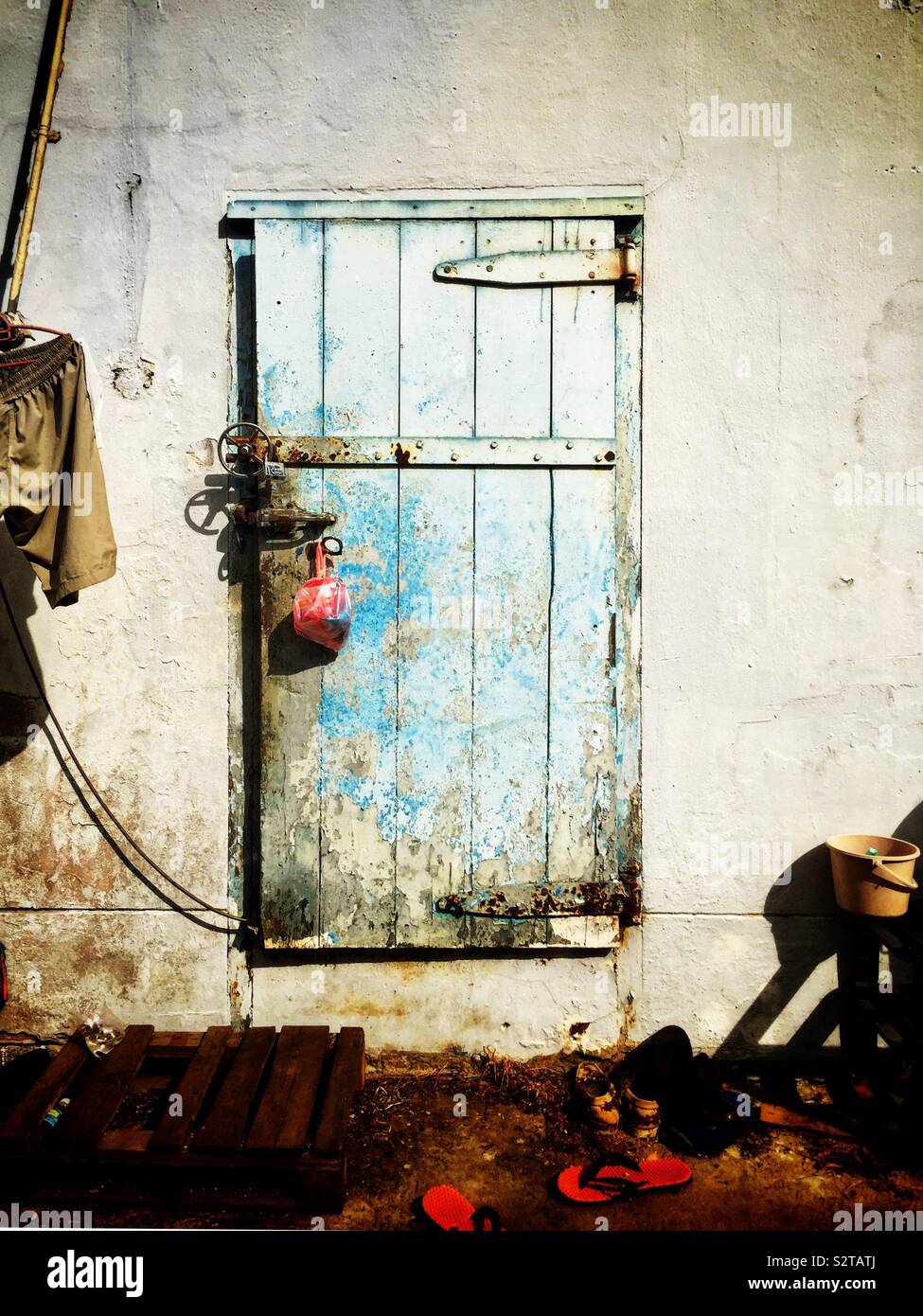 Door in a factory building, Kuching, Sarawak, Malaysia - Smartphone Captured Stock Image