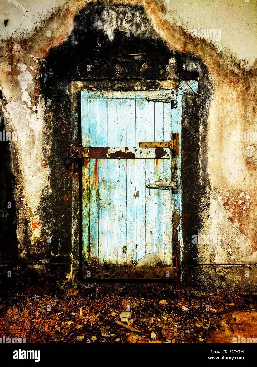 Door in a factory building, Kuching, Sarawak, Malaysia - Smartphone Captured Stock Image
