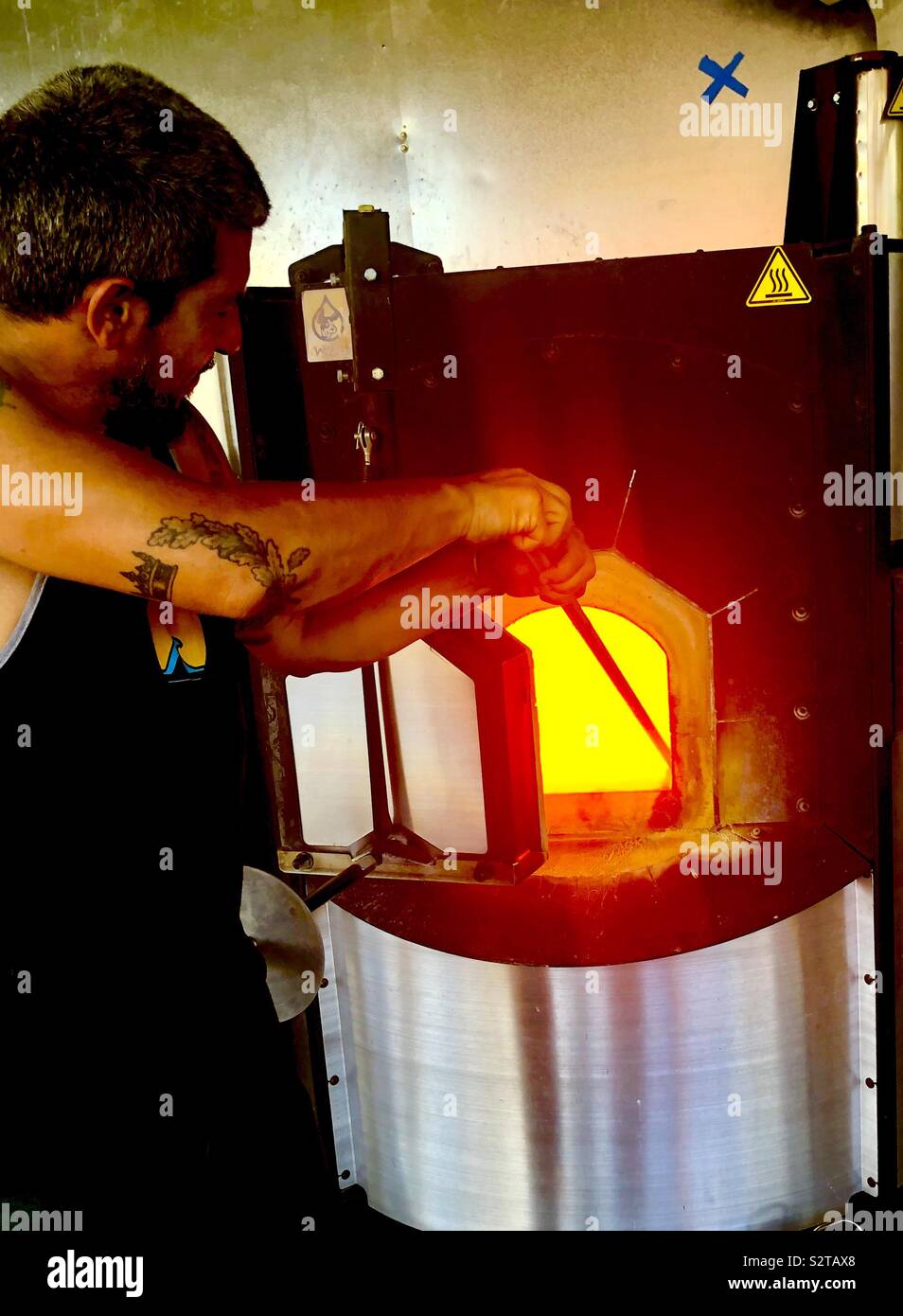 Glass blowing furnace or glory hole Stock Photo