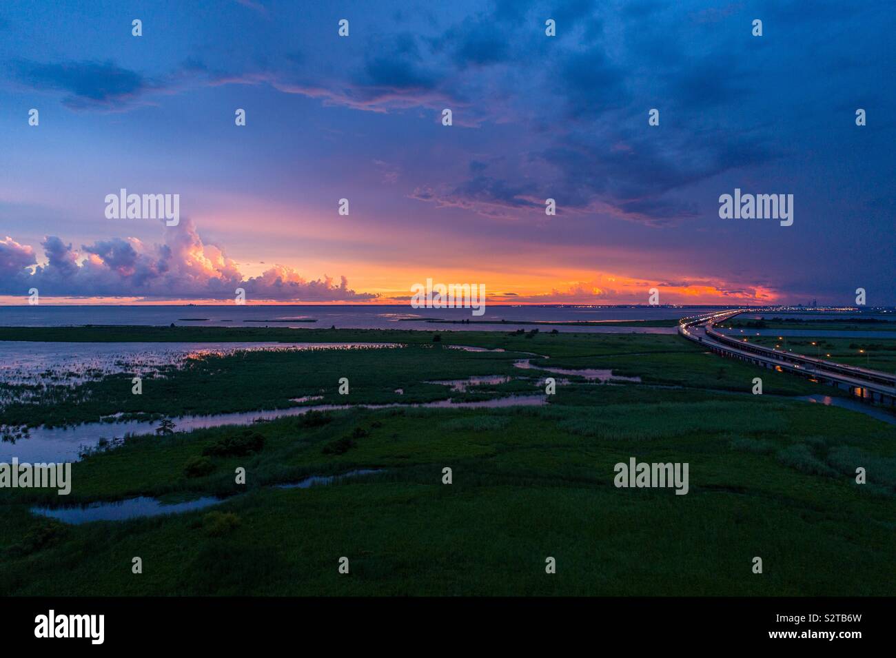 Vibrant coastal sky at dusk - Smartphone Captured Stock Image
