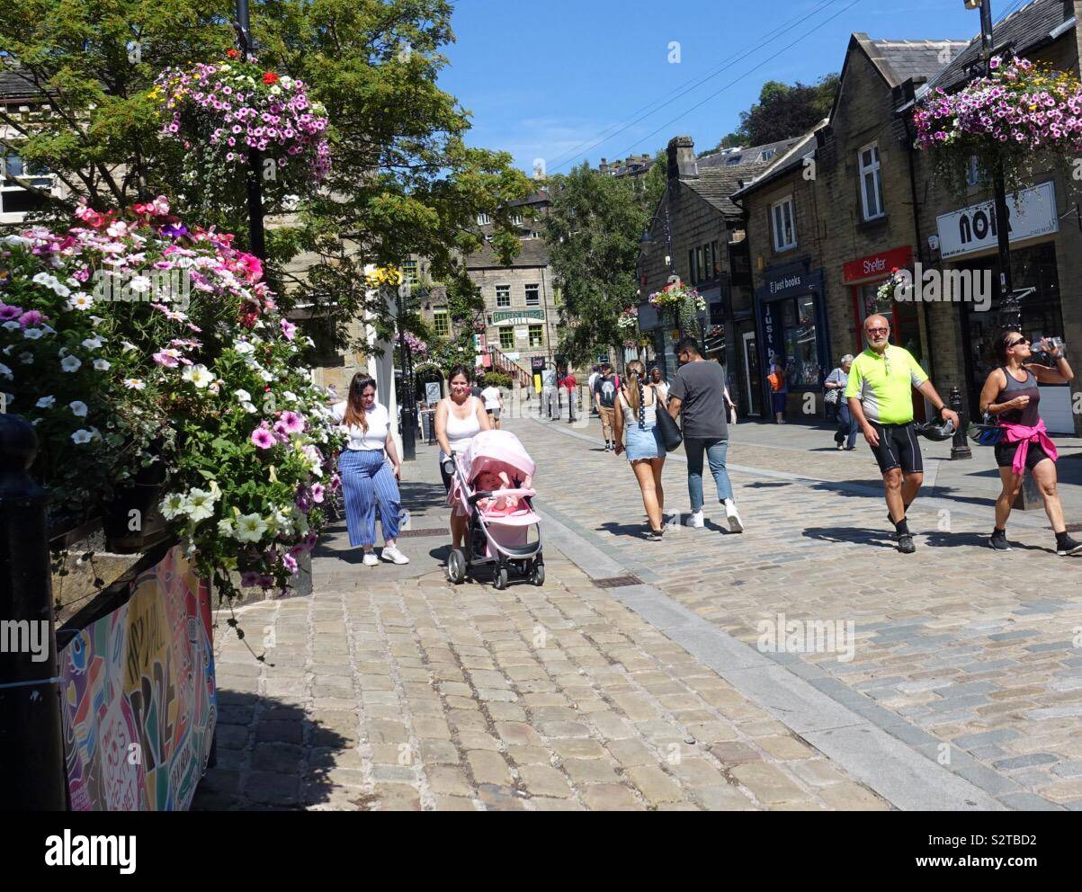 UK weather. Sunny and hot in Hebden Bridge, West Yorkshire Stock Photo