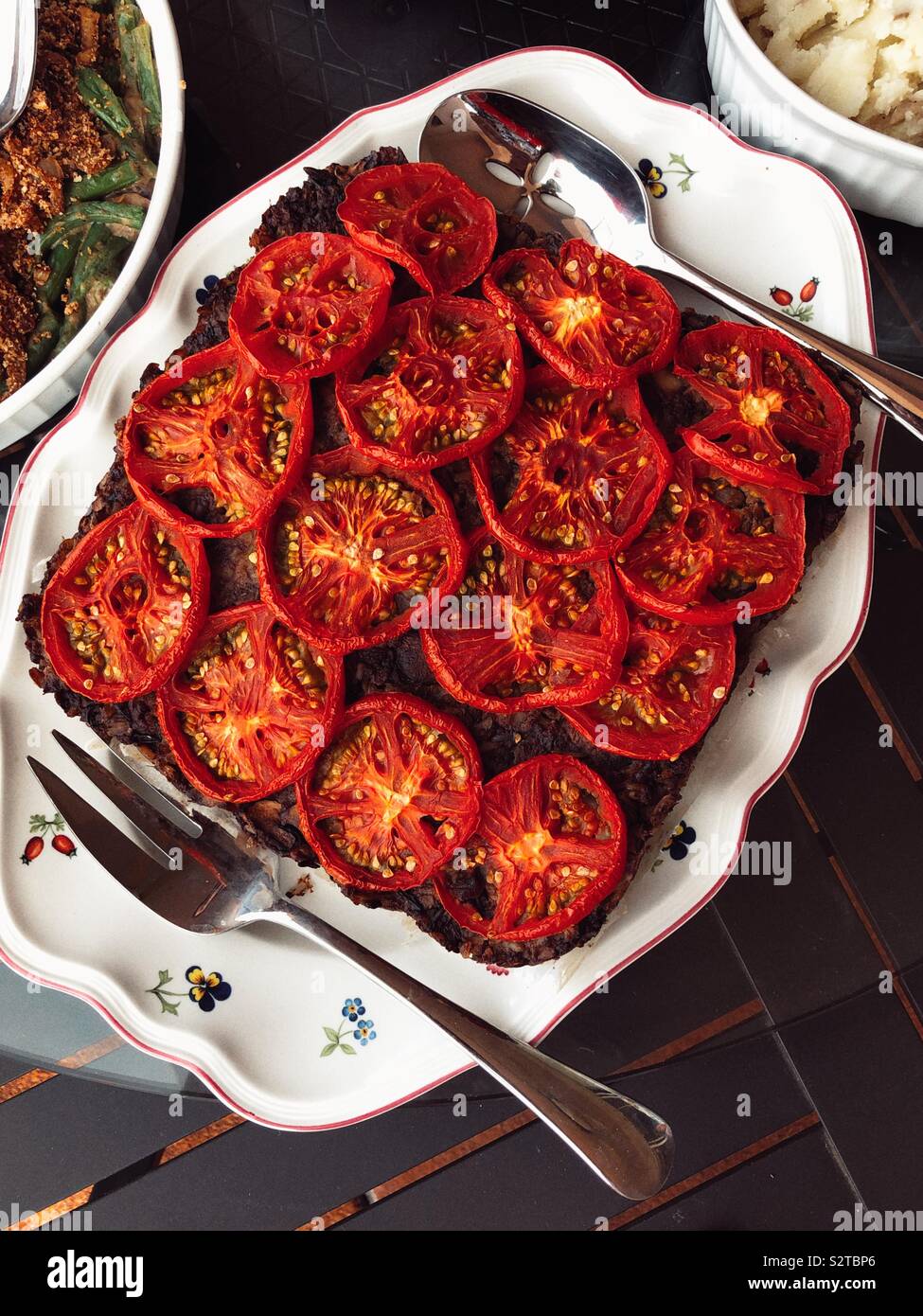 Home cooked main Vegan dish for Thanksgiving feast - Smartphone Captured Stock Image