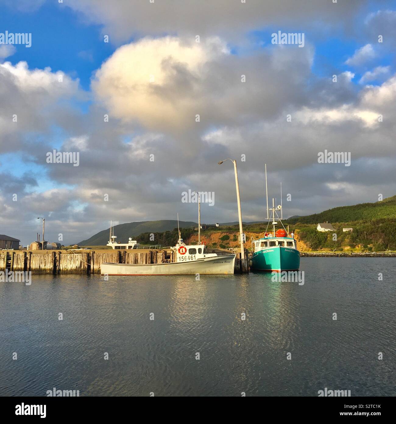 Fishing boats in fishing village Pleasant Bay Cape Breton Island Canada