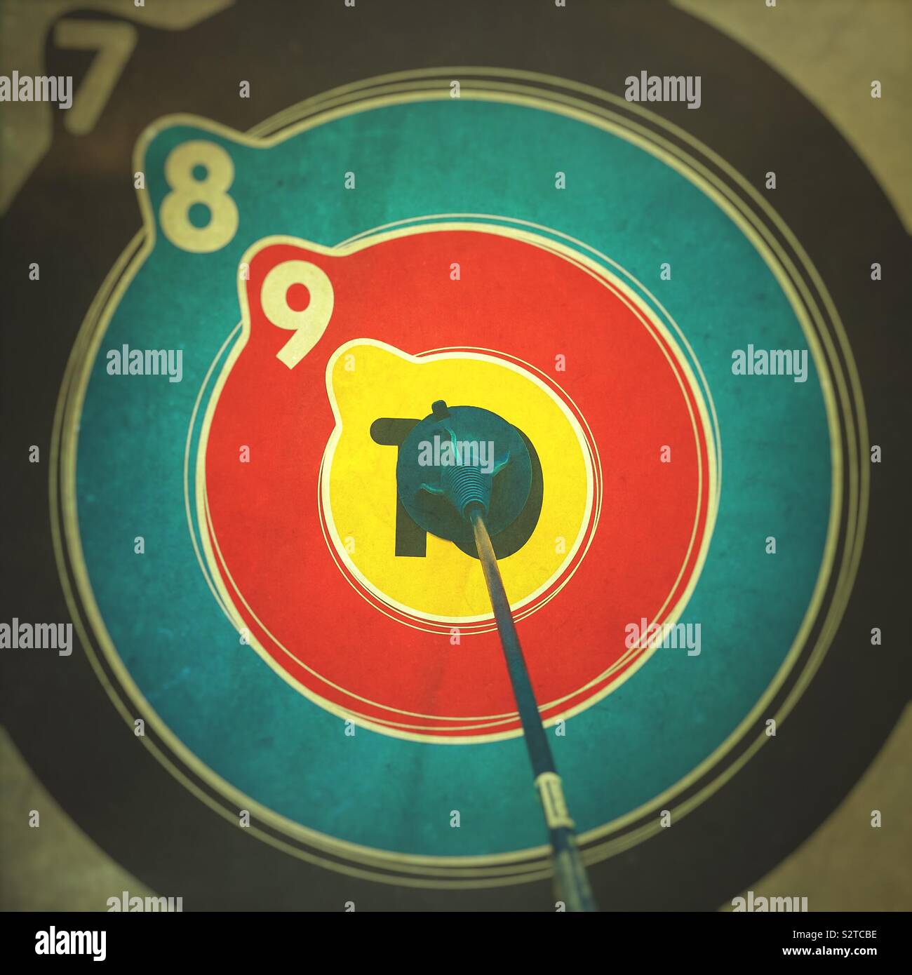 Archery target with arrow in the center - Smartphone Captured Stock Image