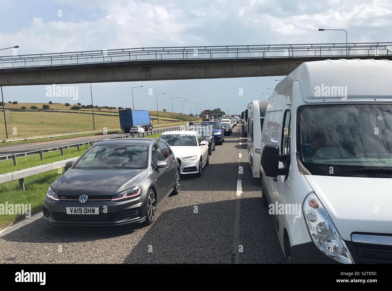 M6 at a standstill, northbound, north of Tebay Services. Cause unknown. Stock Photo