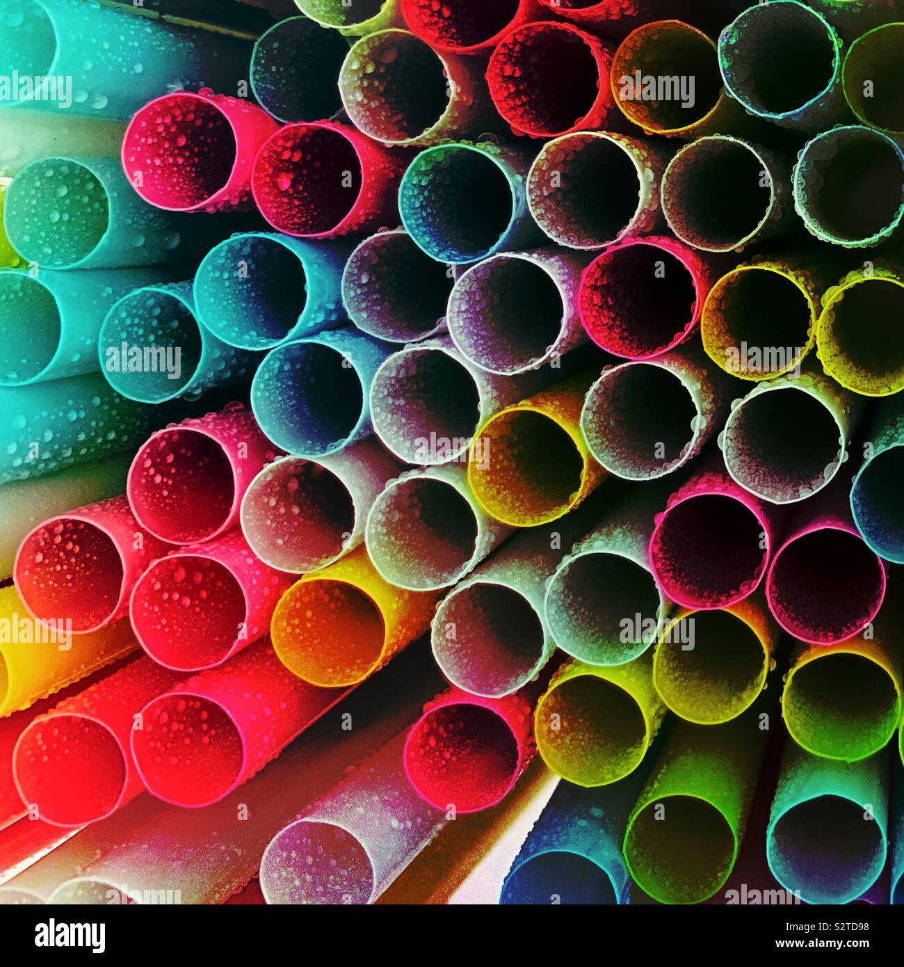 Close up of plastic drinking straws. Stock Photo