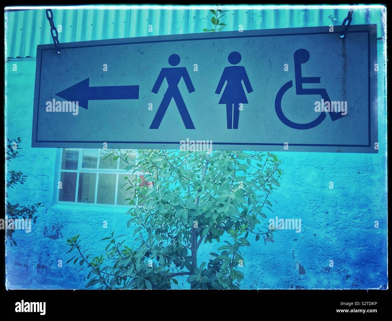 Restrooms sign. Stock Photo
