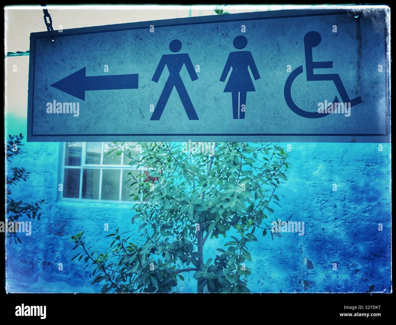 Restrooms sign. Stock Photo