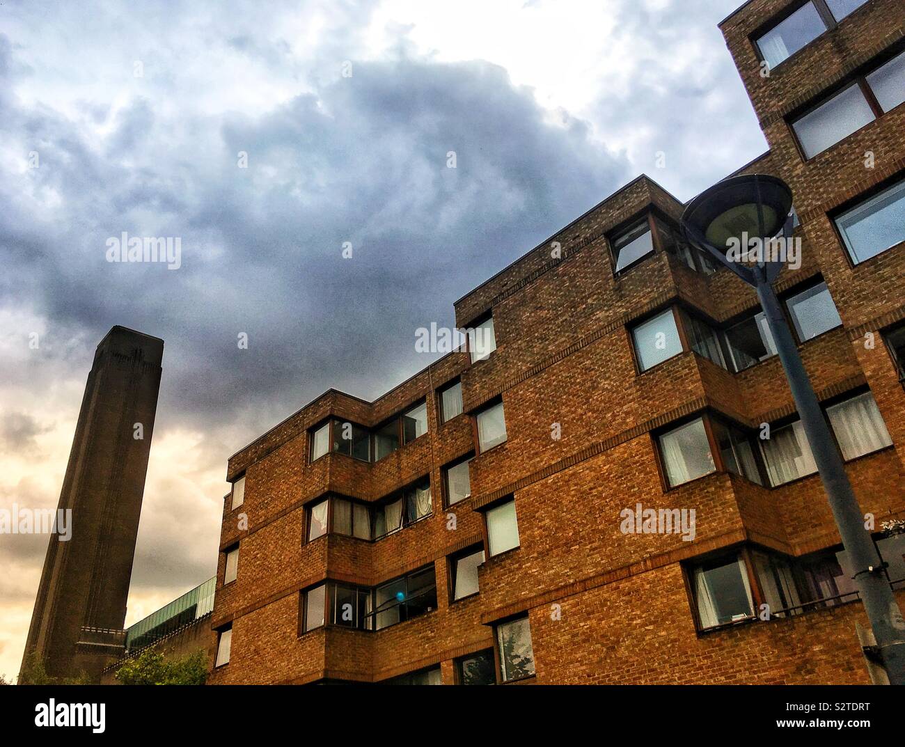 Tate Modern is seen on the Southbank in London, United Kingdom in July 2019 - Smartphone Captured Stock Image