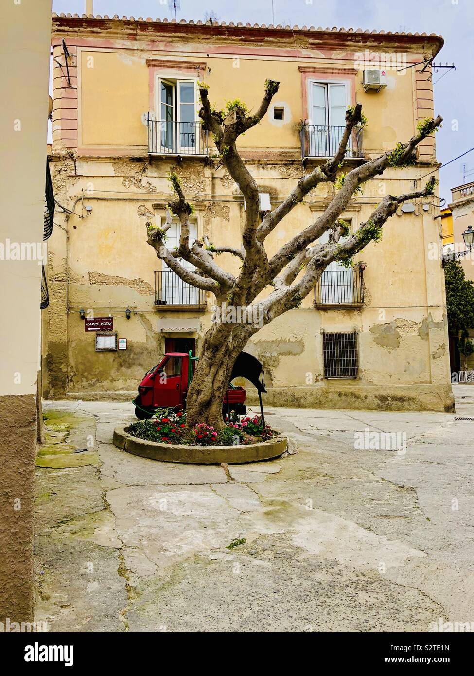 Piazza in the Old Town of Tropea, Calabria, South Italy, Europe - Smartphone Captured Stock Image