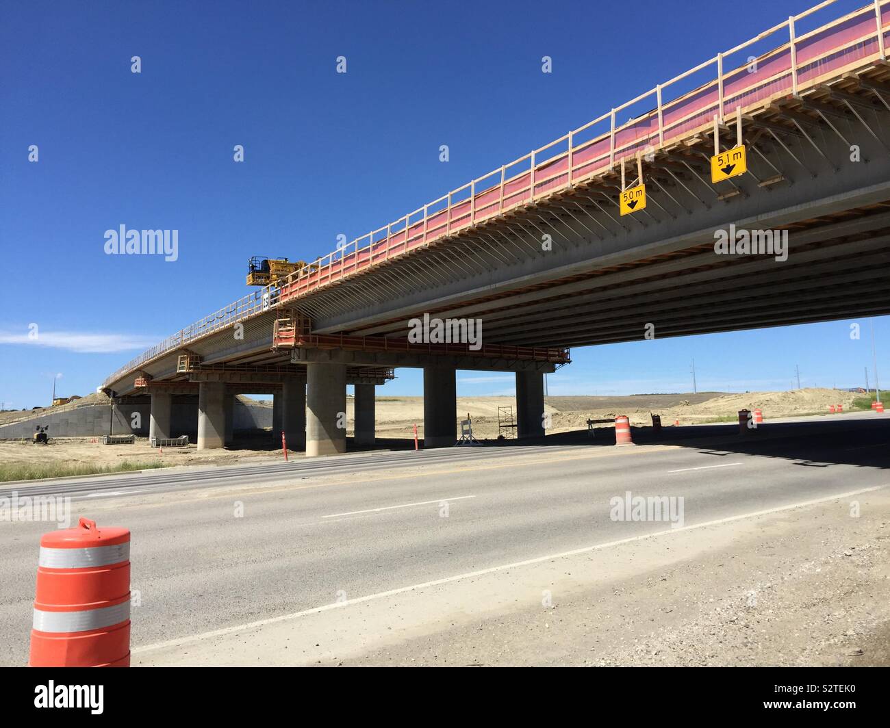 Bridge construction, Calgary ring road project, Stoney Trail Stock