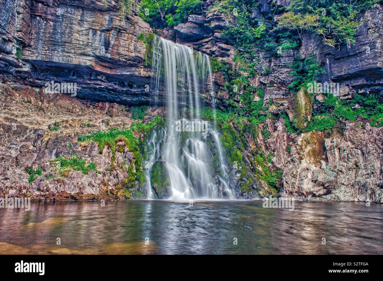 Waterfall at ingleton falls Stock Photo