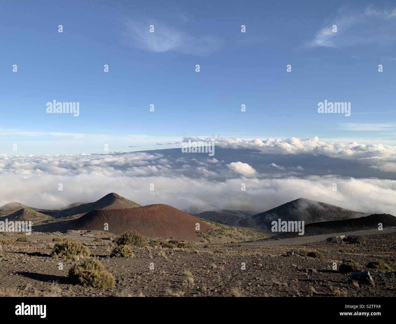 On the road to Mauna Kea summit at sunset Stock Photo Alamy