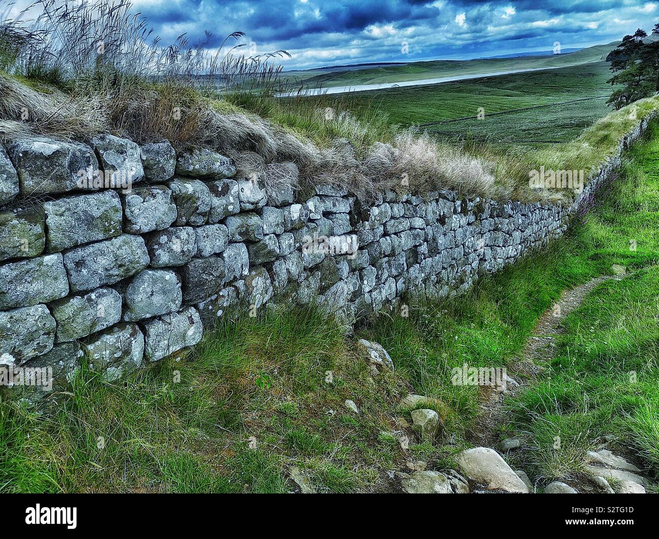 Hadrian’s Wall at Housesteads, Northumberland, England - Smartphone Captured Stock Image