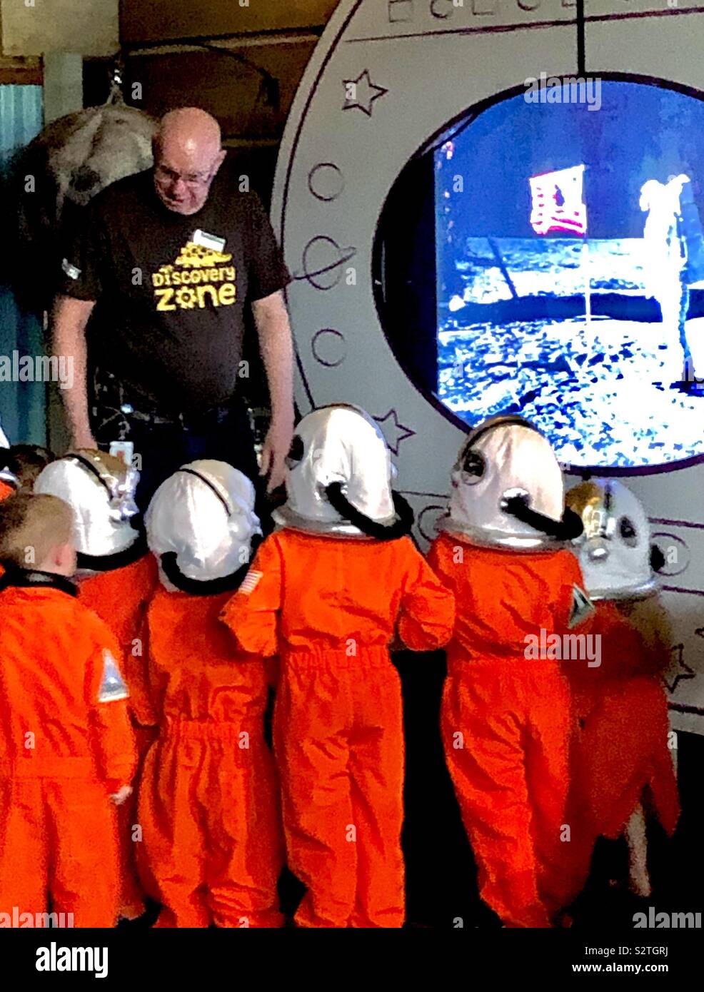 Future astronauts listening intently To instructor at the Denver Museum of Nature and Science Denver Colorado Stock Photo