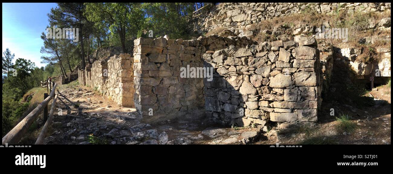 The fortified command post and trenches of the XV Army Corps between La Fatarella & Ascó, which was under the command of Manuel Tagüeña in 1938 during the Spanish Civil War. - Smartphone Captured Stock Image