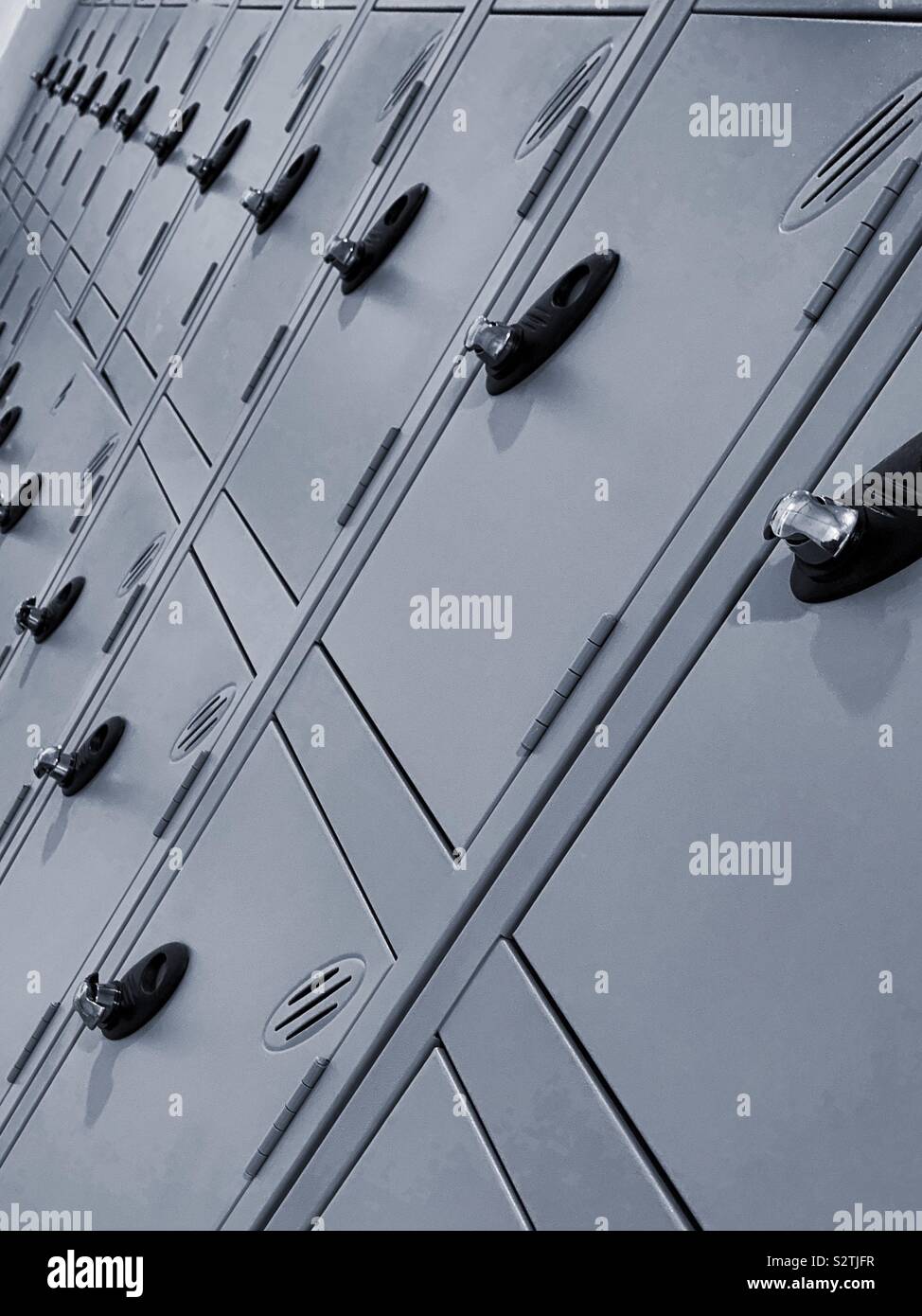 High school lockers. Keep valuables safe. Gym lockers. Hallway Stock