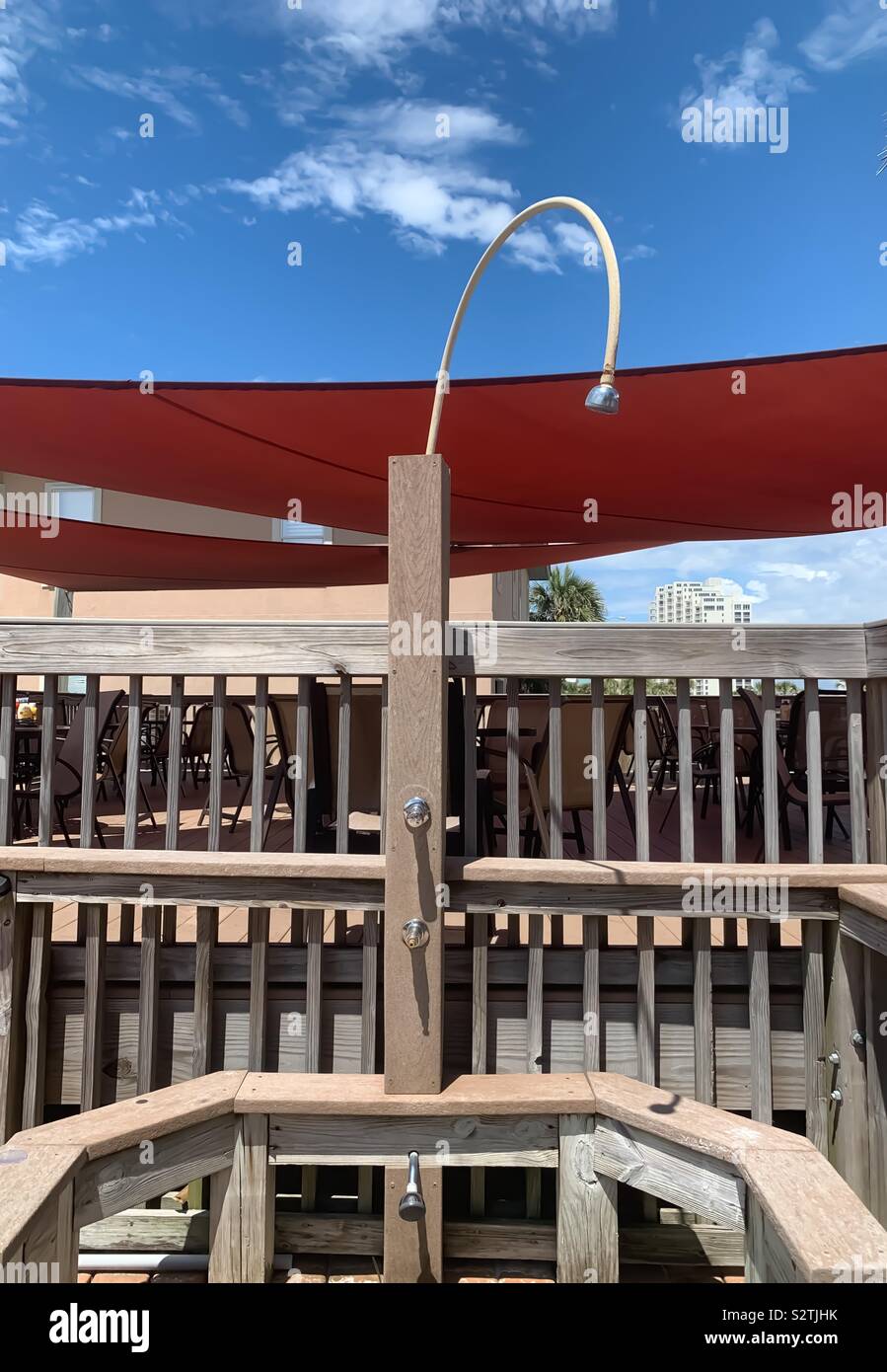 Outdoor shower area on the beach - Smartphone Captured Stock Image