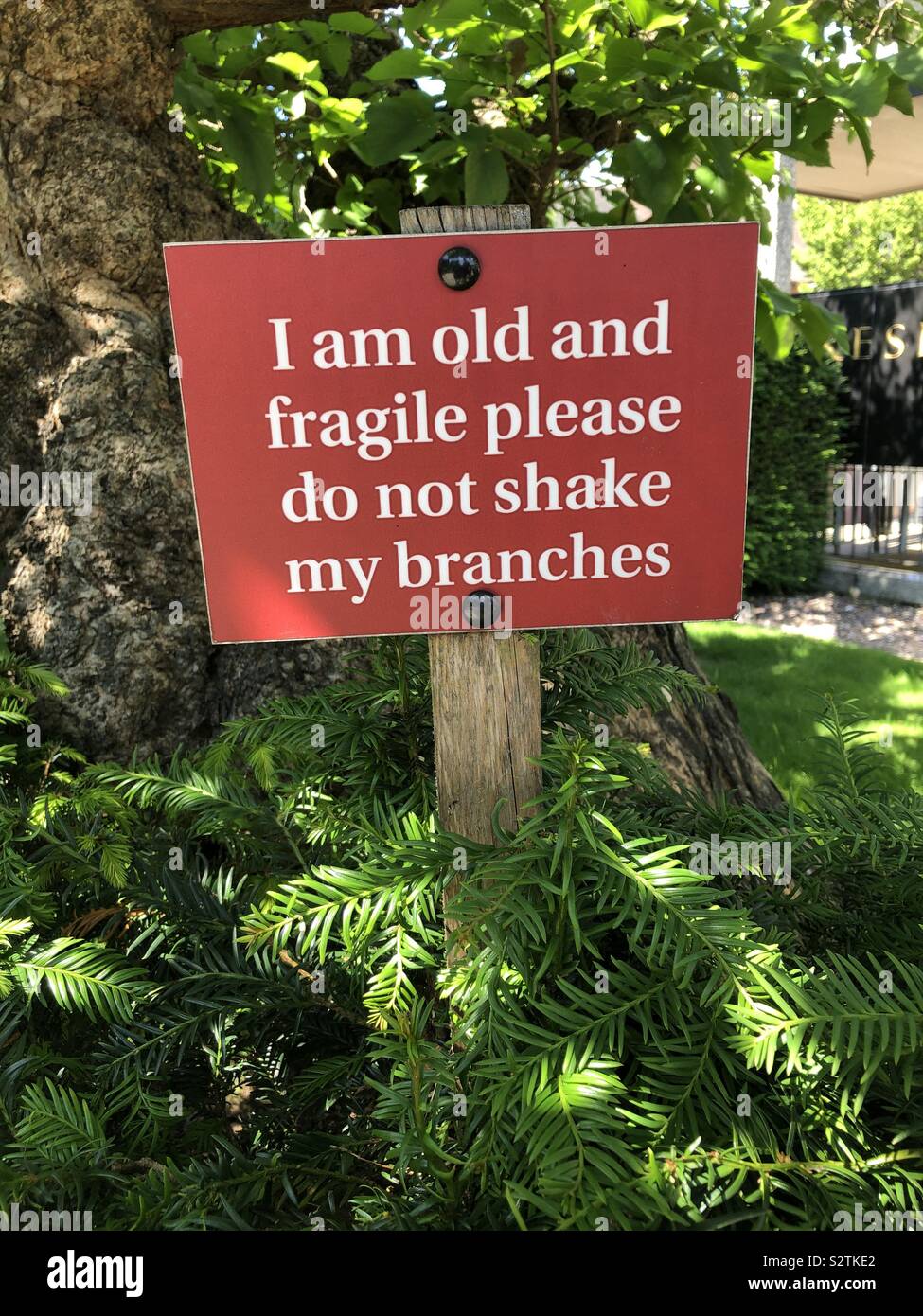 Amusing sign at Shakespeare’s Birthplace, Stratford-upon-Avon, UK Stock ...