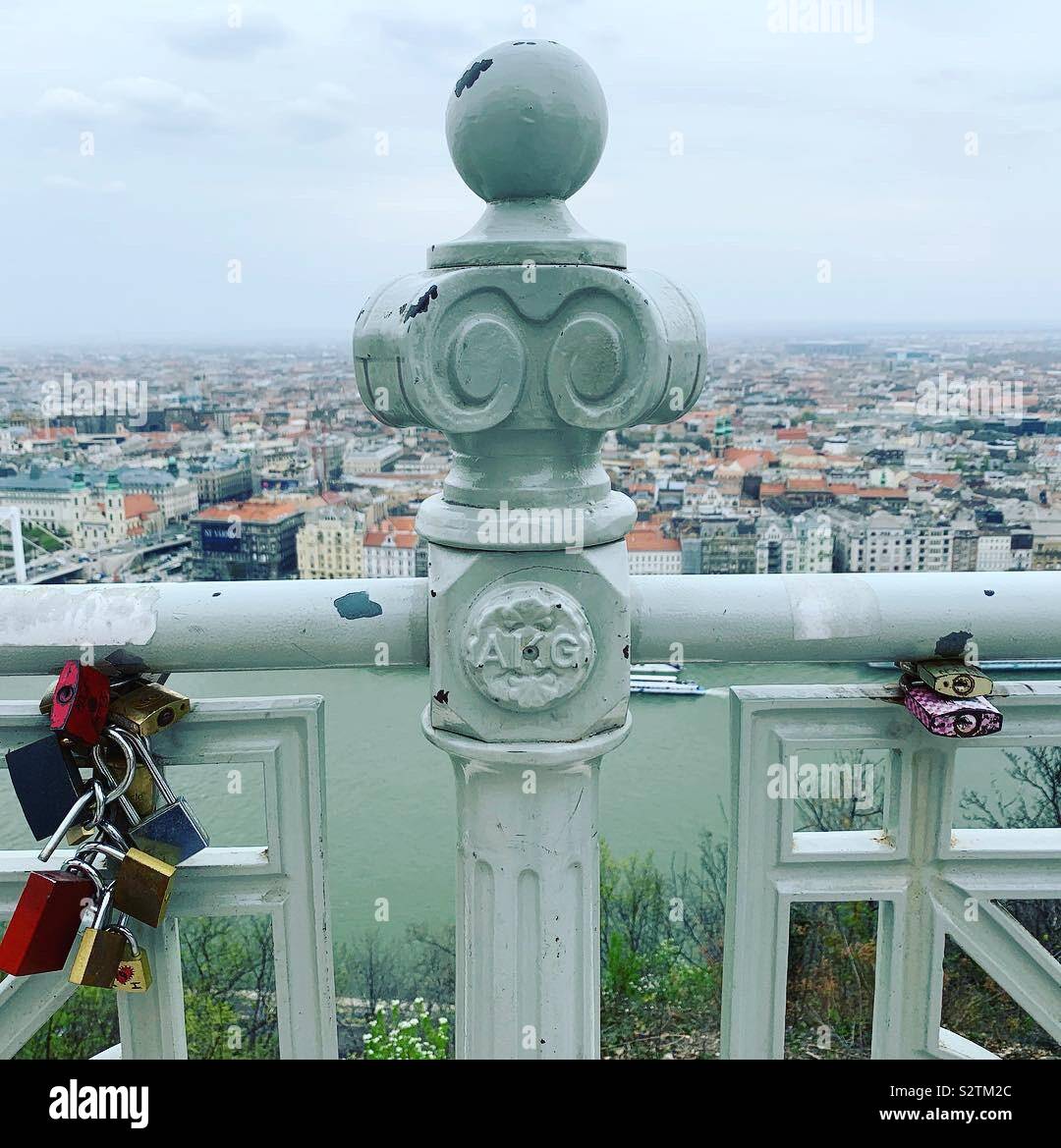Budapest bridge with locks Stock Photo Alamy