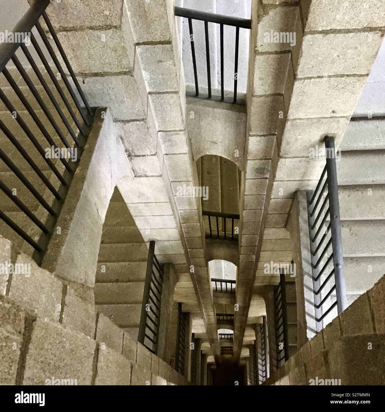 Stair well looking down Stock Photo Alamy