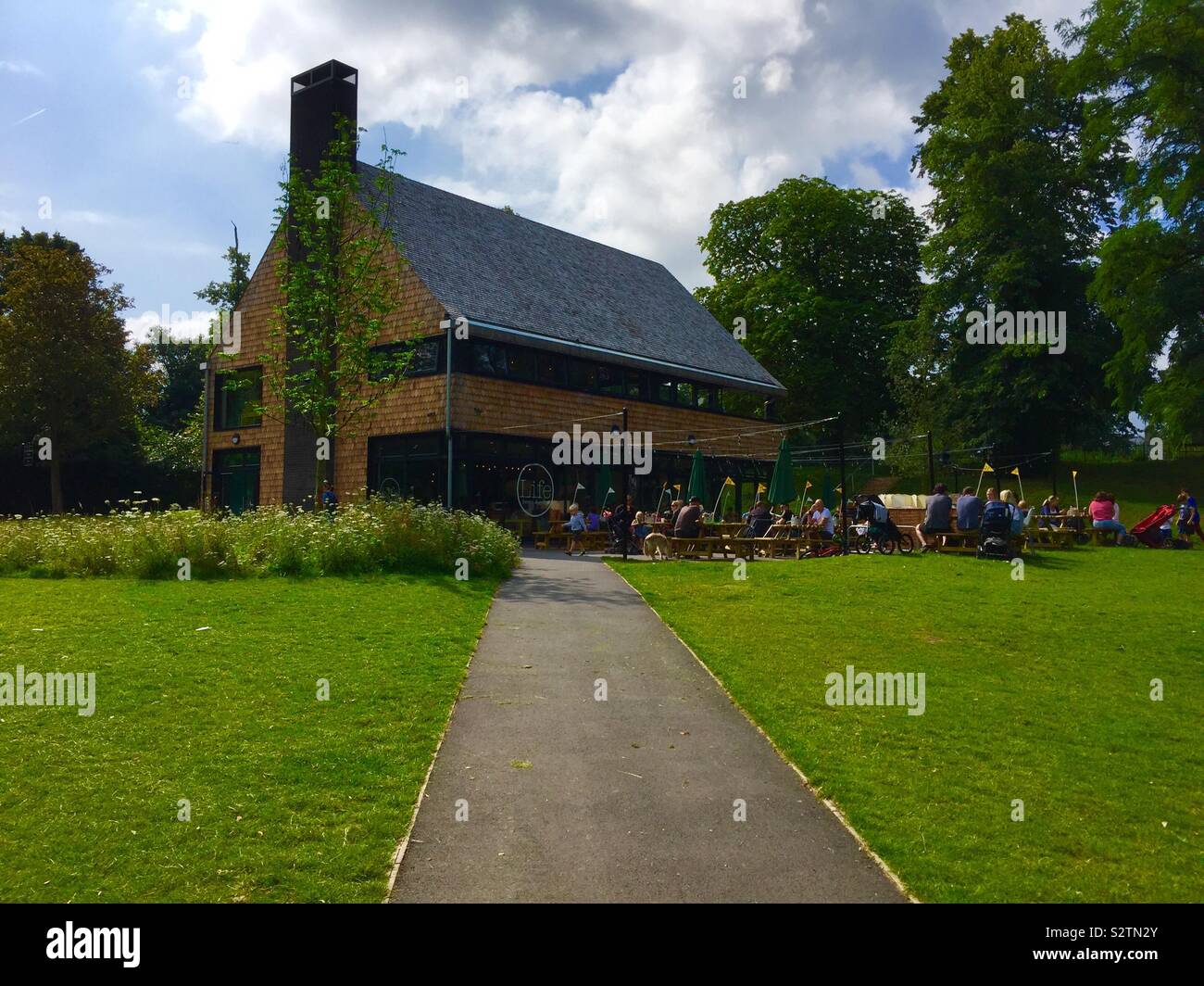 The new LIFE cafe at Crystal Palace Park August 2019 Stock Photo