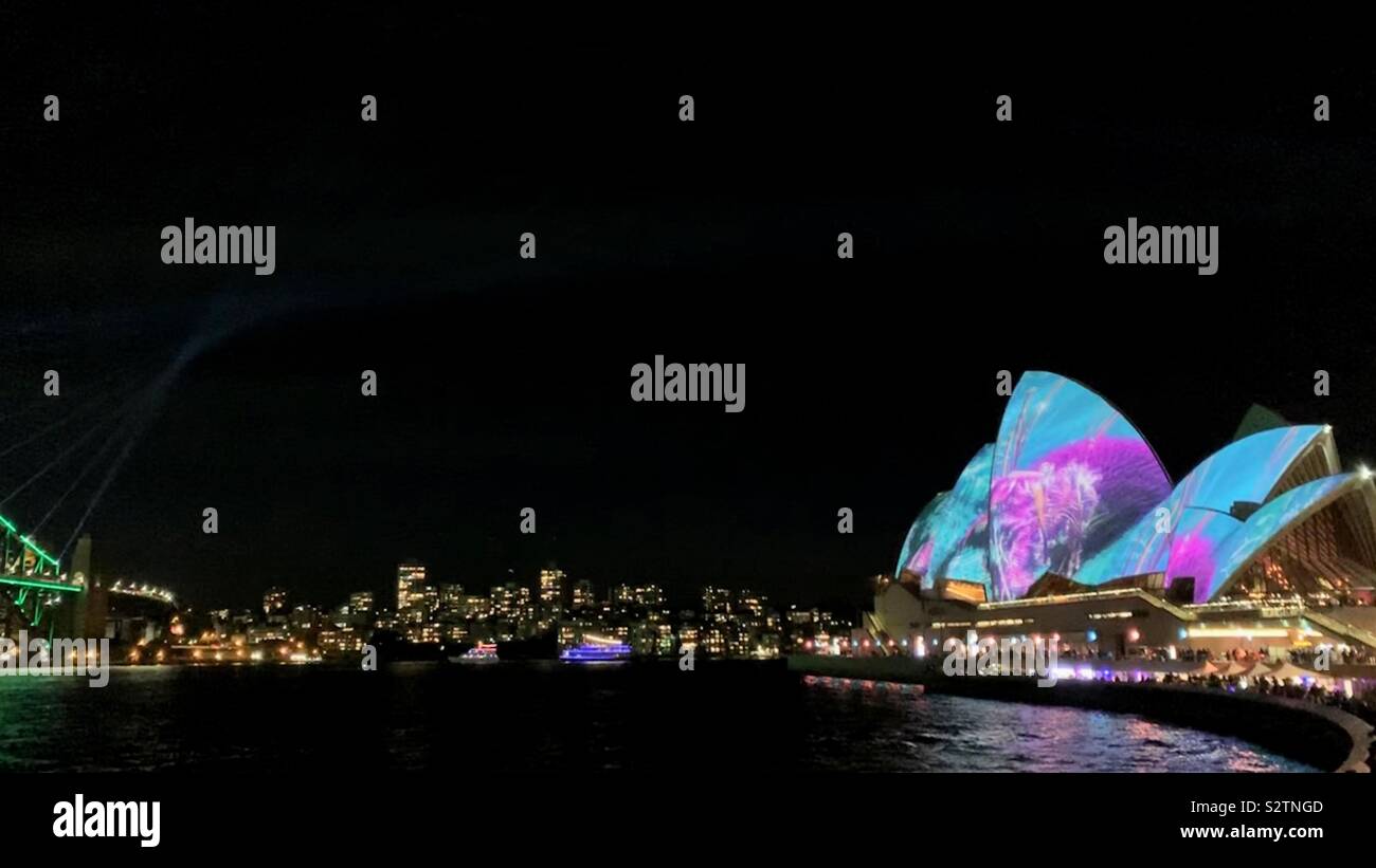 Vivid @ Sydney Harbour - Smartphone Captured Stock Image