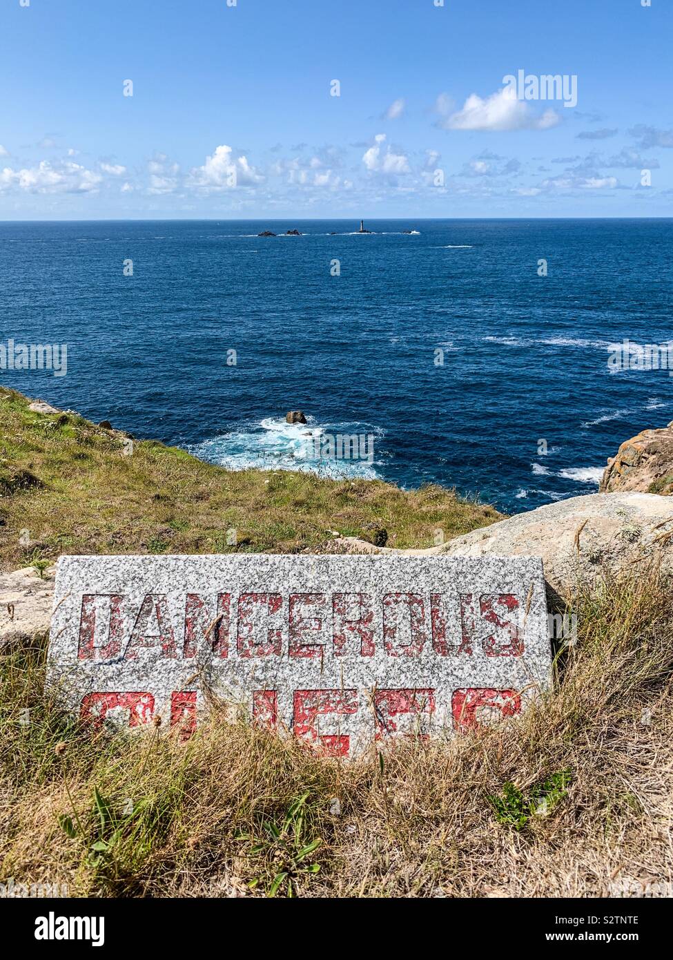Dangerous cliffs at Land’s End in Cornwall - Smartphone Captured Stock Image