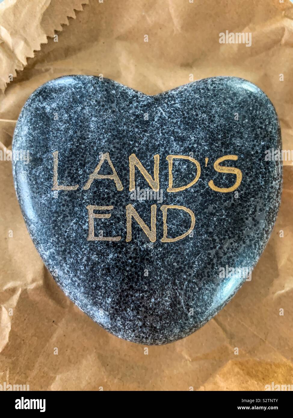Land’s End love heart stone - Smartphone Captured Stock Image