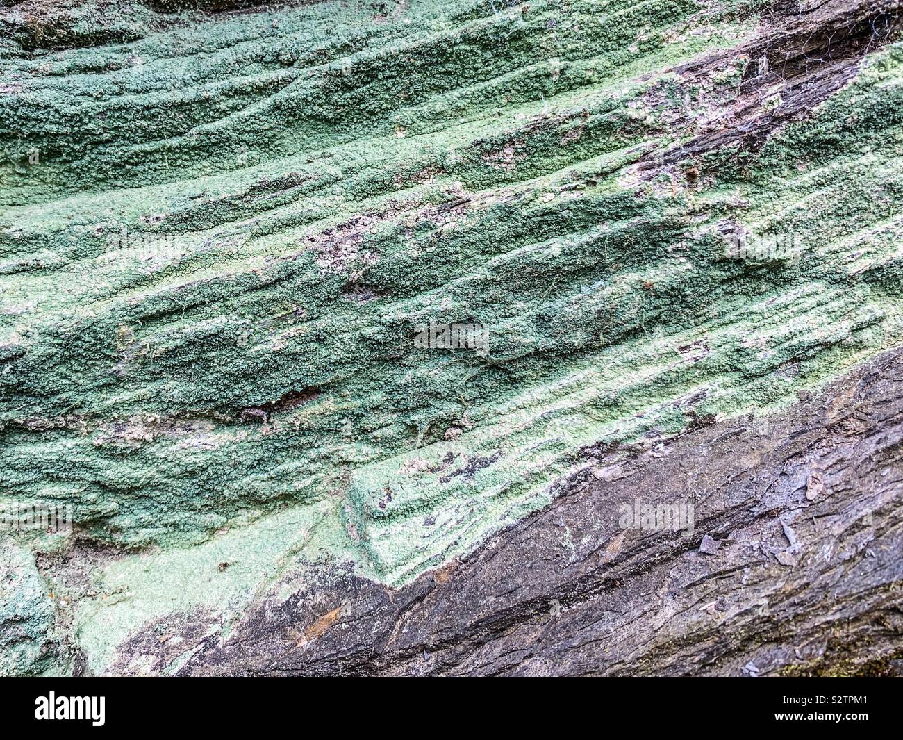 Limestone covered schist stone wall - Smartphone Captured Stock Image