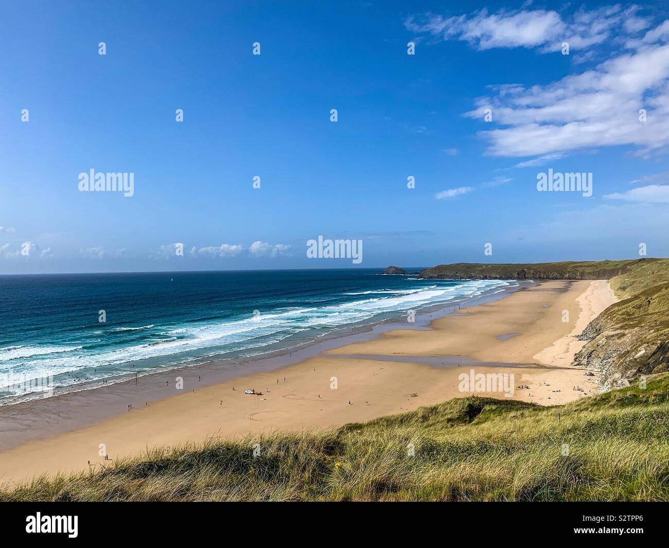 Perran Sands beach in Perranporth Cornwall - Smartphone Captured Stock Image