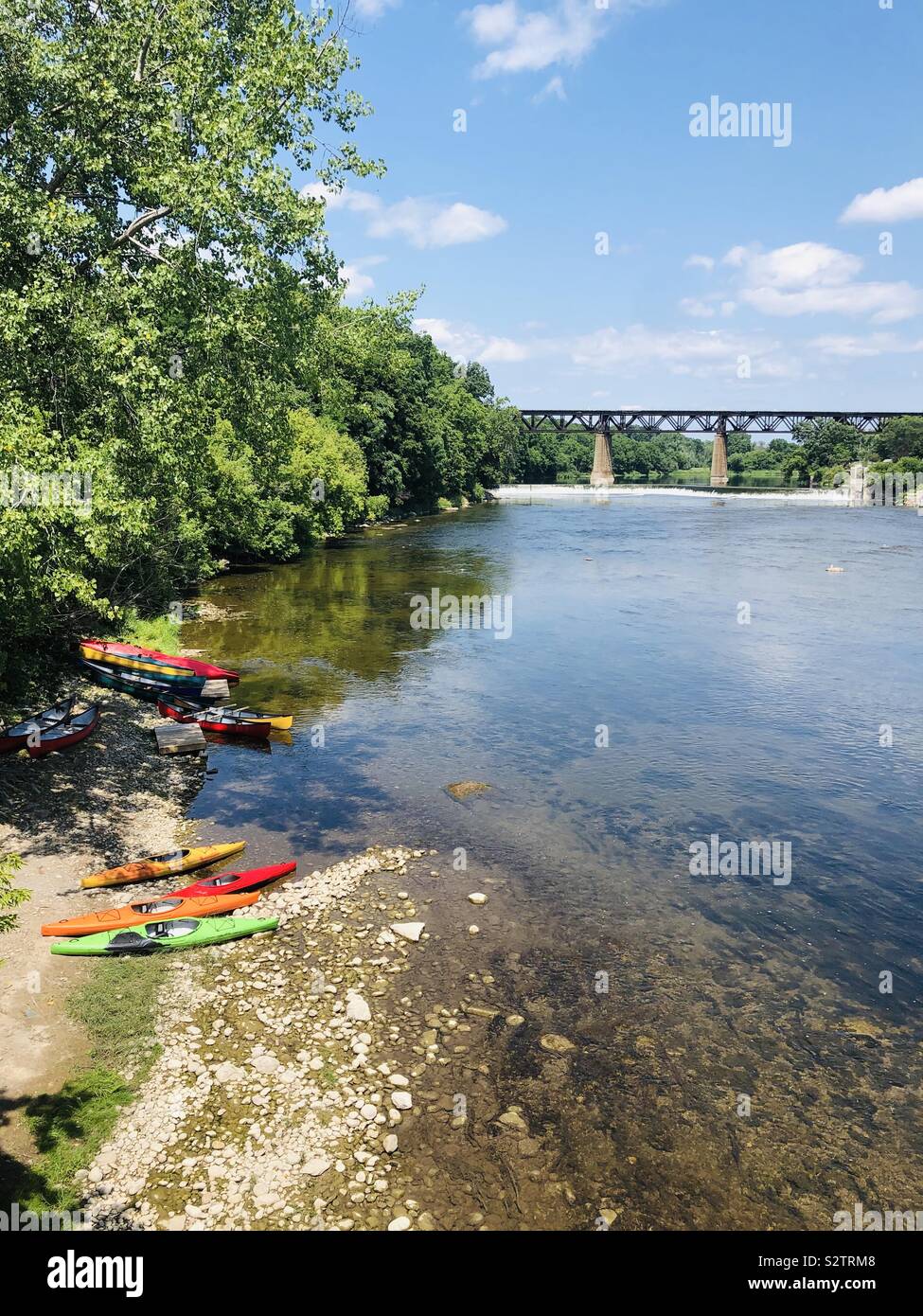 Kayaks on the Grand River, Paris, Ontario Stock Photo Alamy