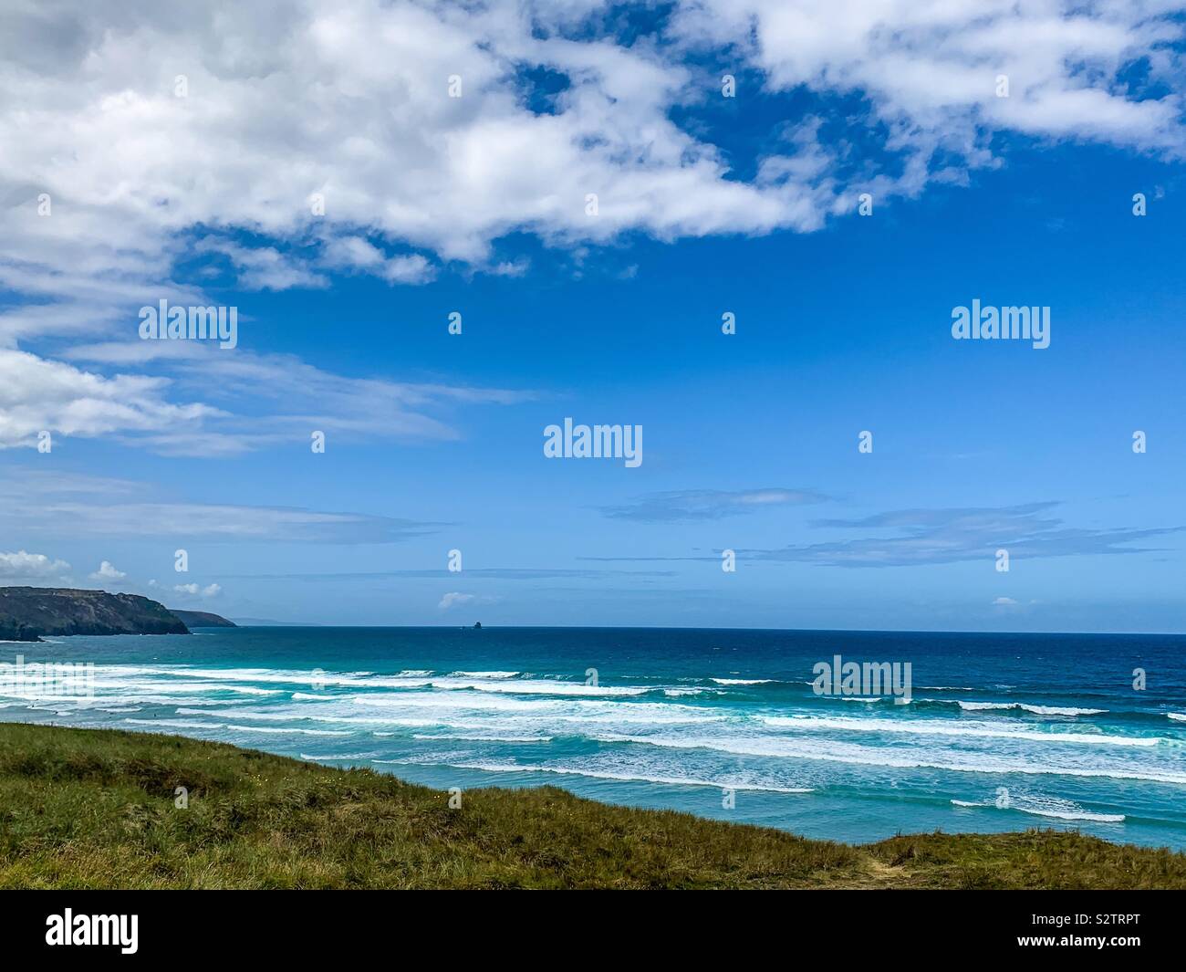 Perran sands beach in Perranporth Cornwall - Smartphone Captured Stock Image
