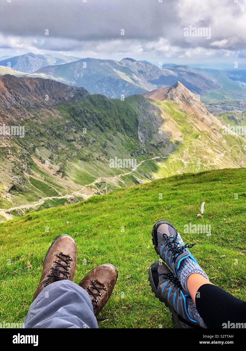Enjoying the view from Snowdon. - Smartphone Captured Stock Image