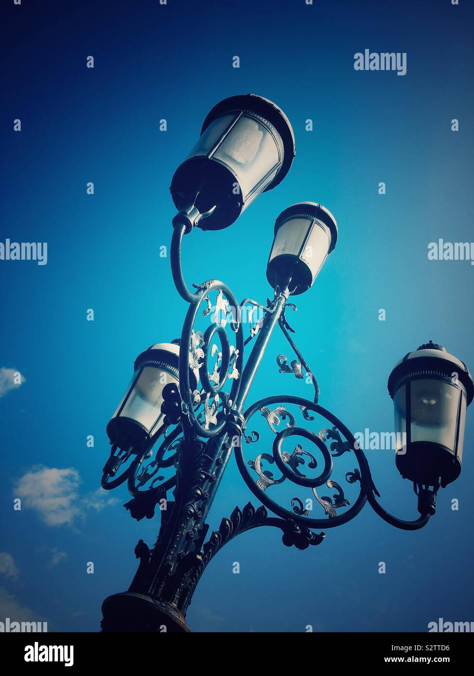 Original Victorian street light in Crewe Cheshire Uk - Smartphone Captured Stock Image