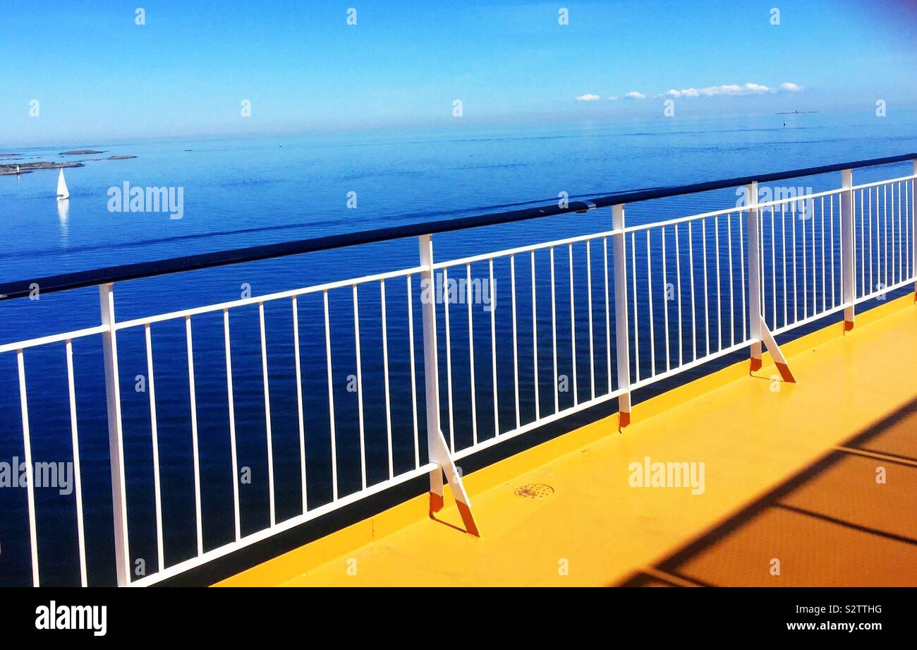 Cruise ship deck on Baltic Sea Stock Photo