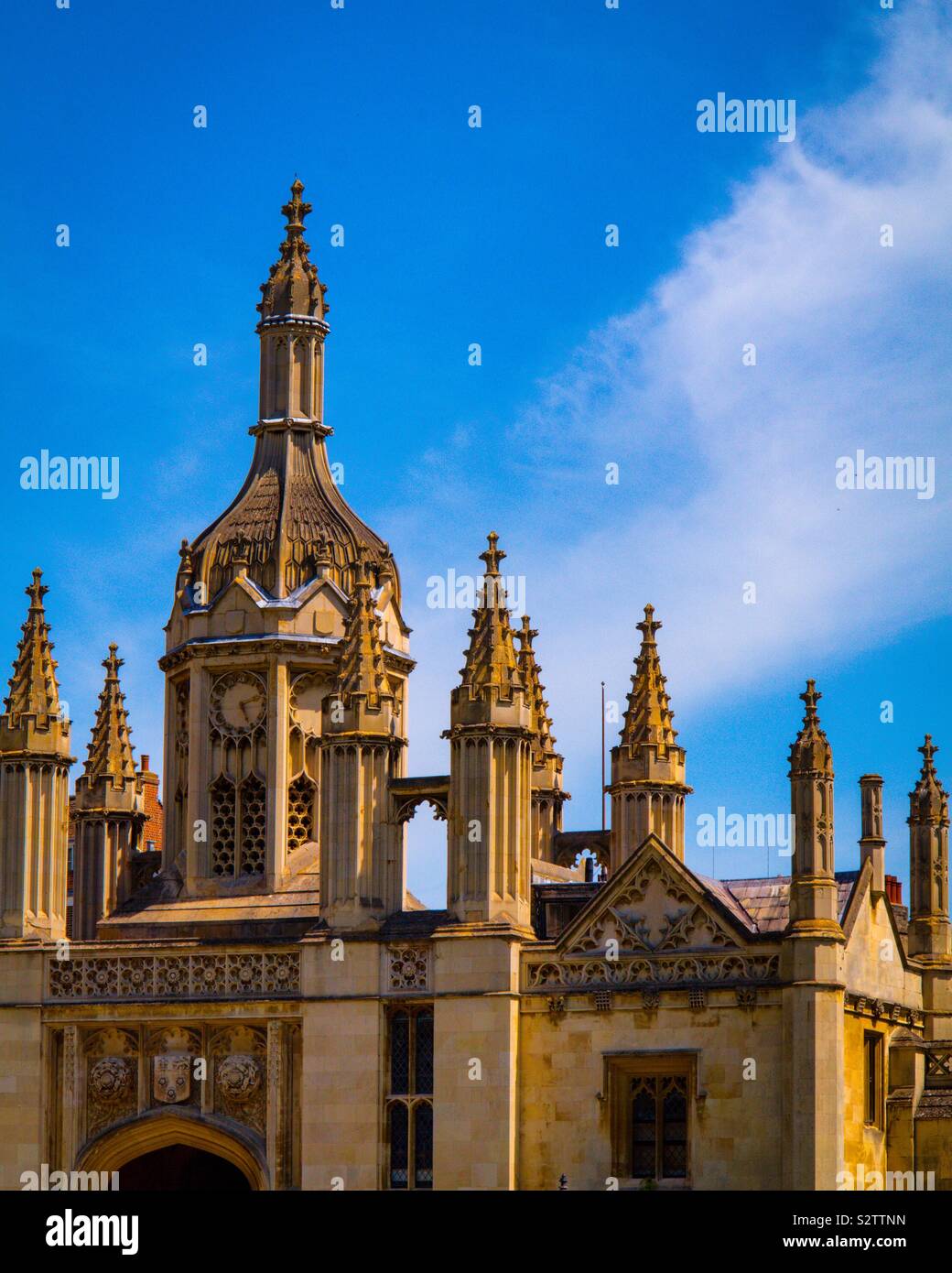 View over the roofline of King’s College at Cambridge University England UK Stock Photo