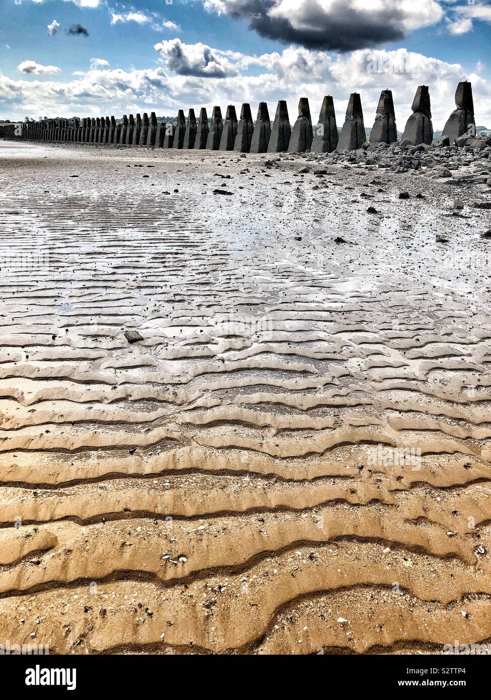 Cramond Causeway at low tide, Edinburgh - Smartphone Captured Stock Image