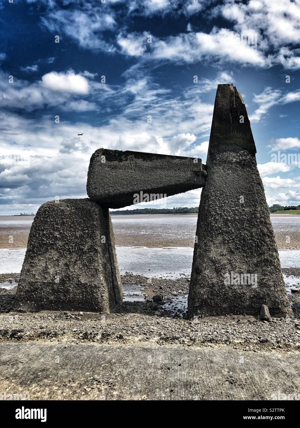 Cramond Causeway at low tide, Edinburgh - Smartphone Captured Stock Image