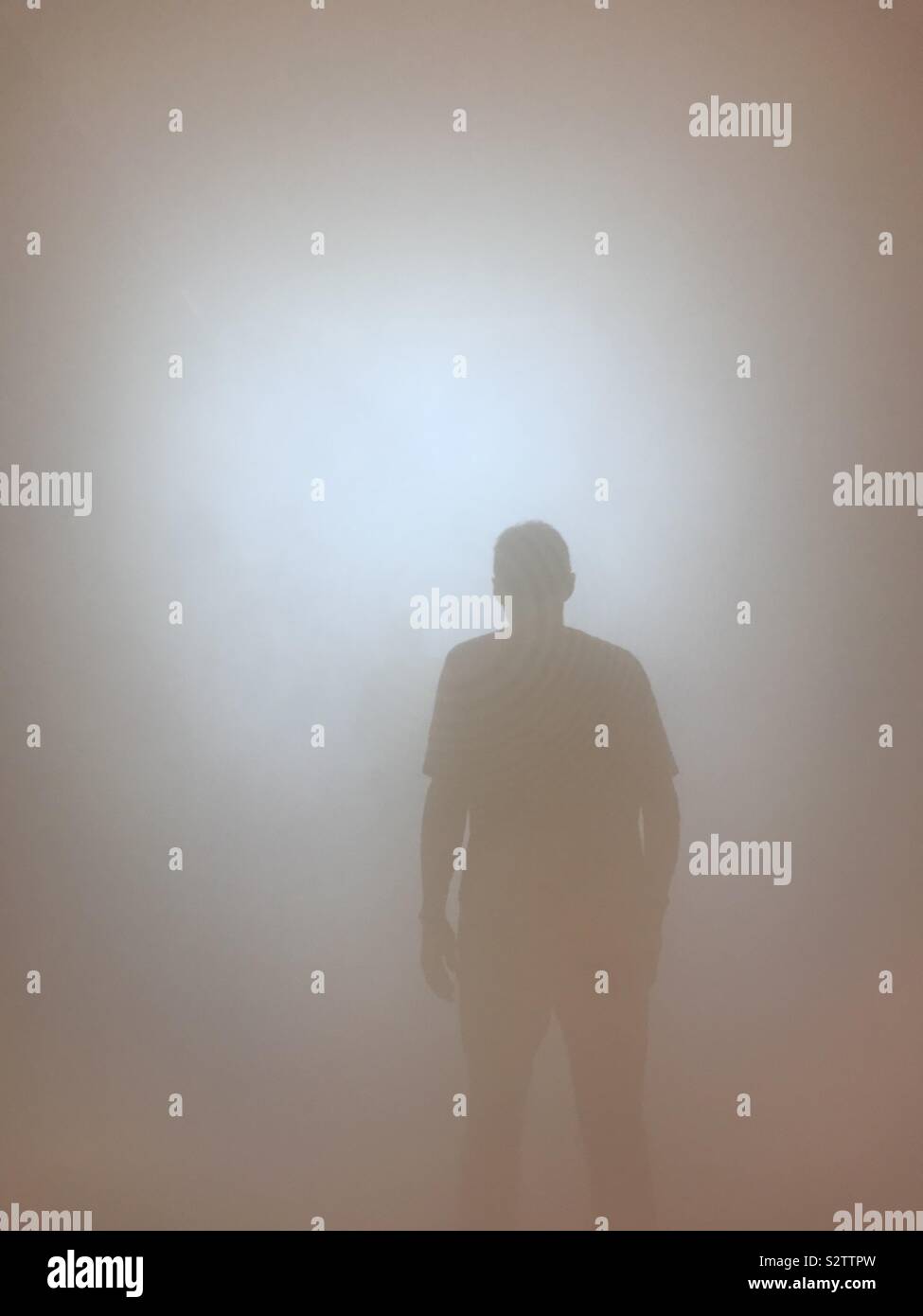 Man in the fog, silhouette of a man - Smartphone Captured Stock Image