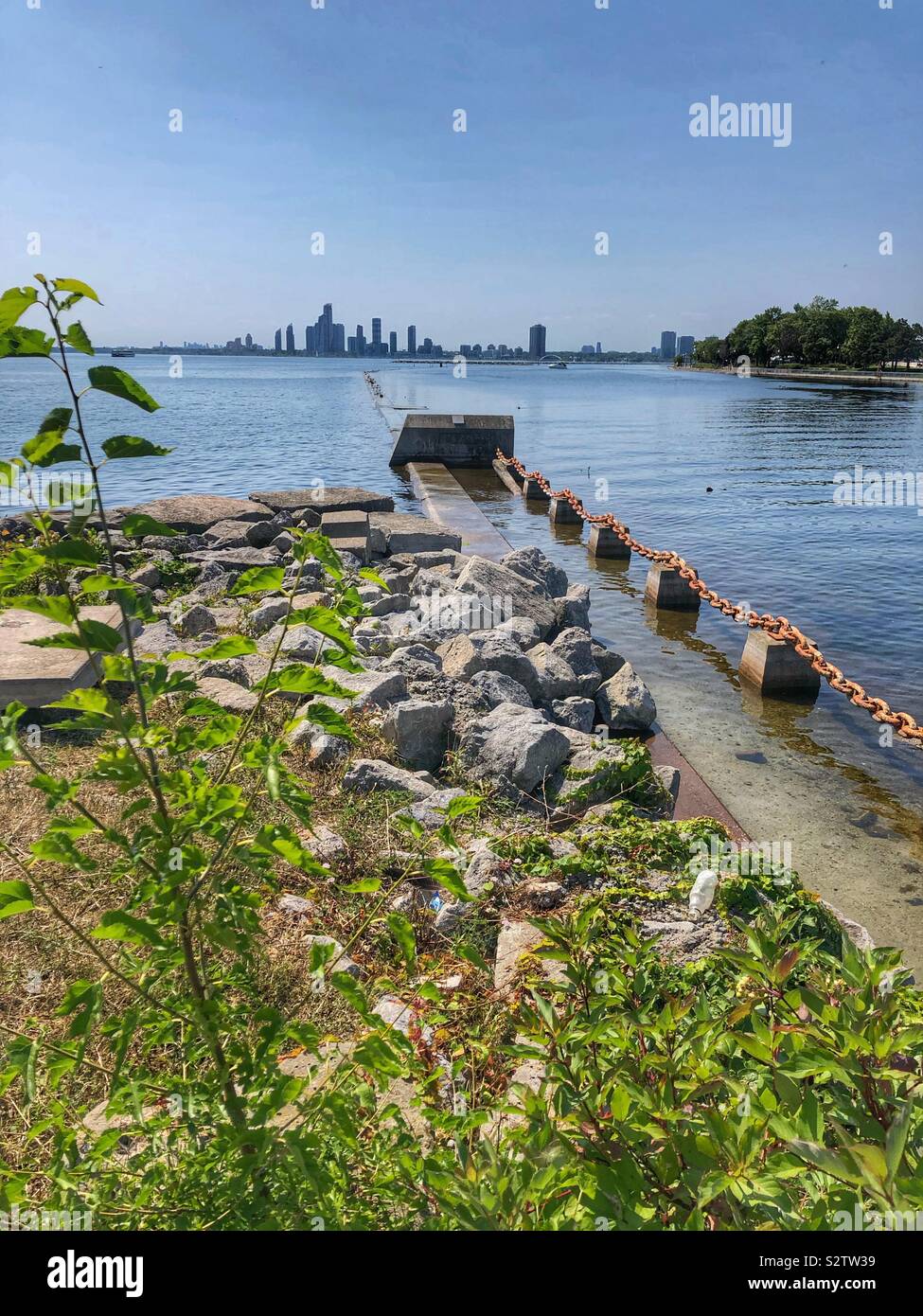 A break wall in Lake Ontario. - Smartphone Captured Stock Image