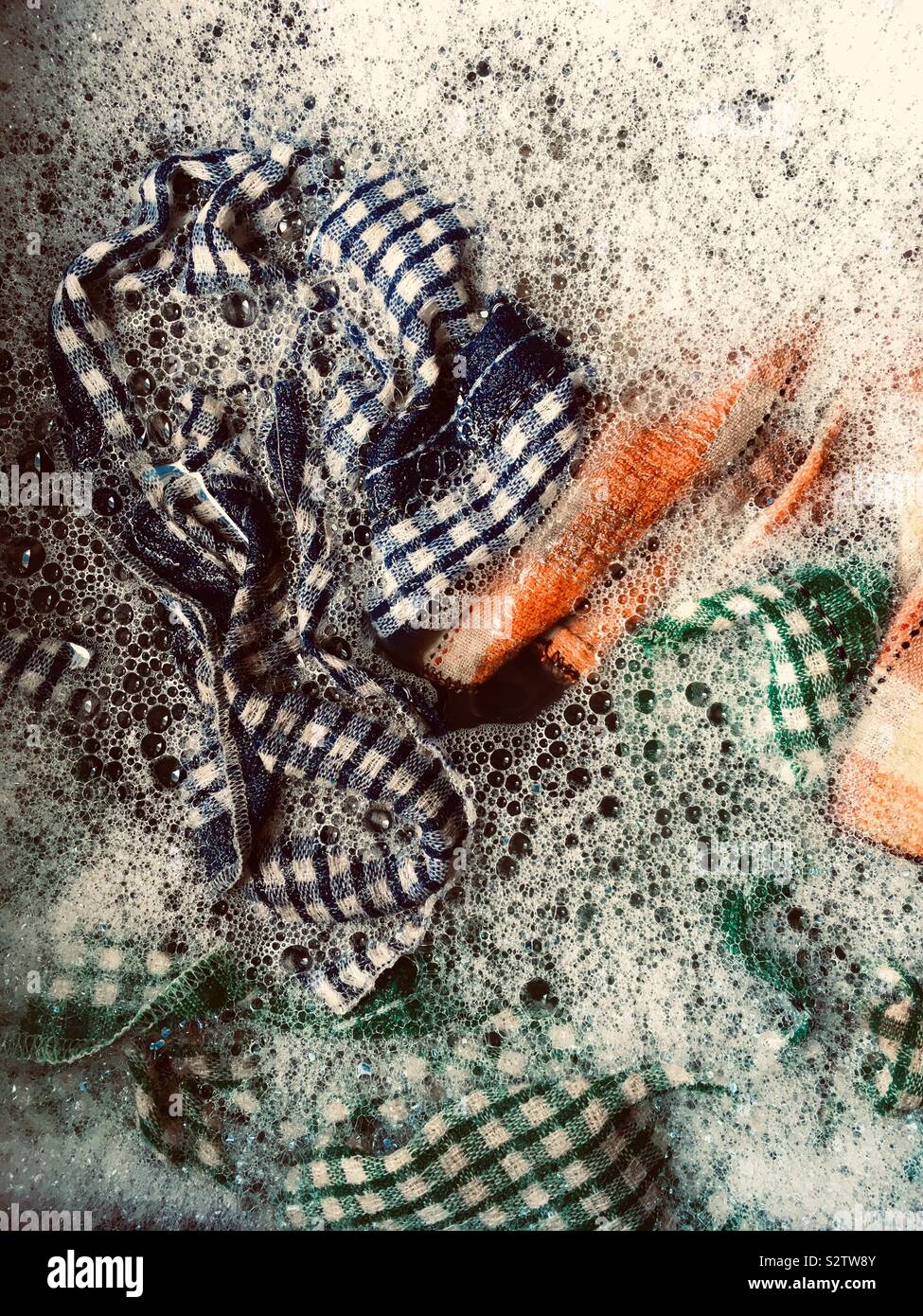 Wet hand towel in water Stock Photo