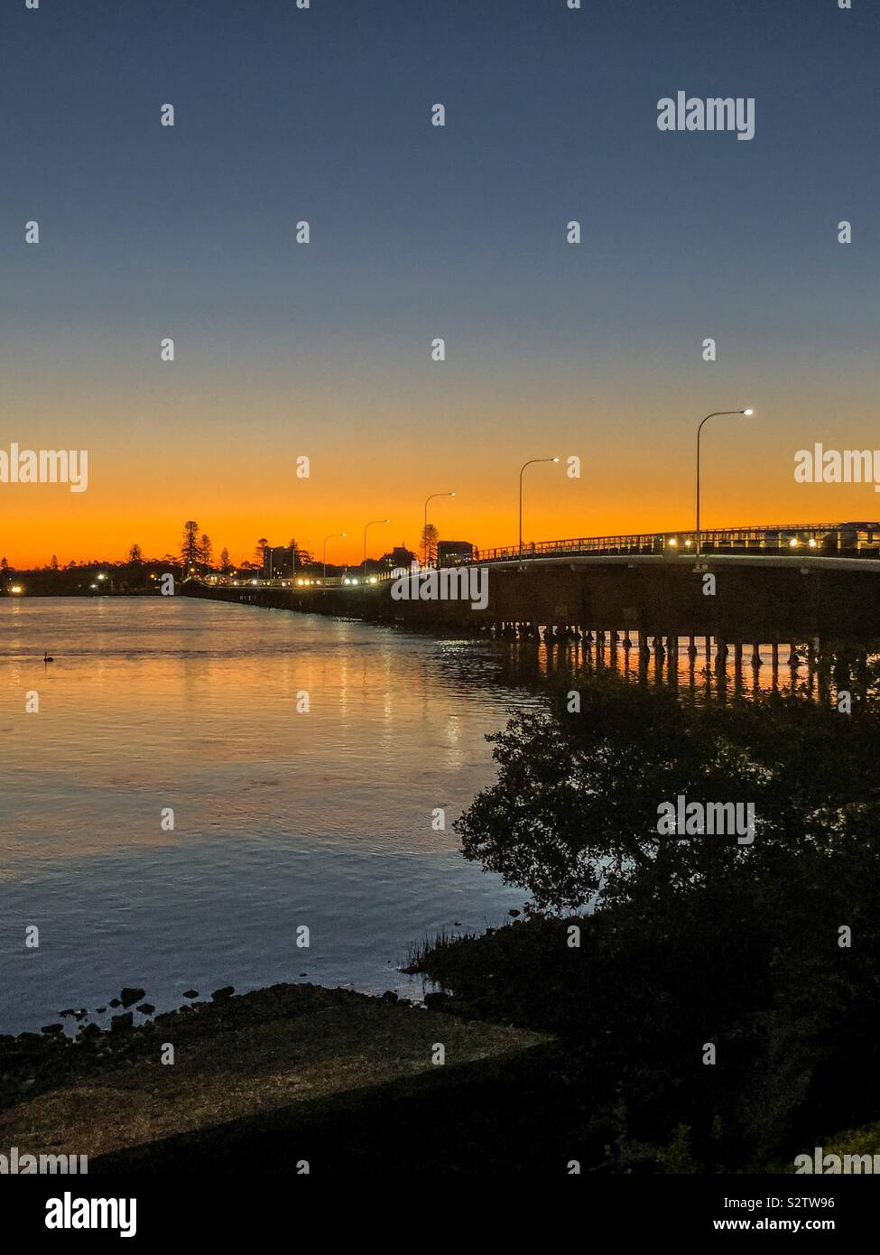 Bridge at Forster - sunset twilight Stock Photo