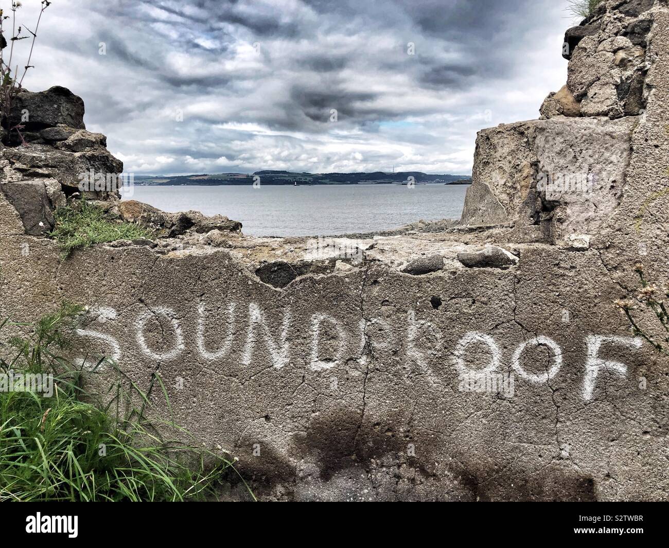 Graffitied wall in ruined building - Smartphone Captured Stock Image