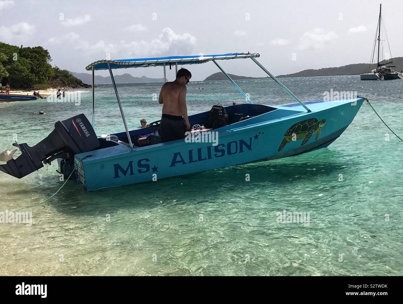 Boat called Ms Allison - Tobago Cays, St.Vincent and the Grenadines - Smartphone Captured Stock Image