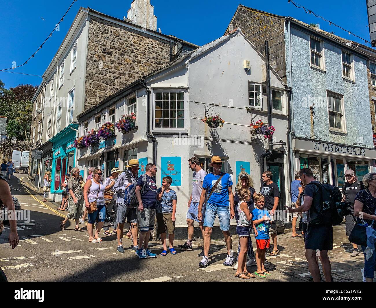 Busy streets in St Ives in Cornwall - Smartphone Captured Stock Image