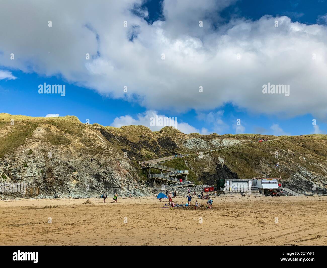 Perranporth beach in Cornwall - Smartphone Captured Stock Image